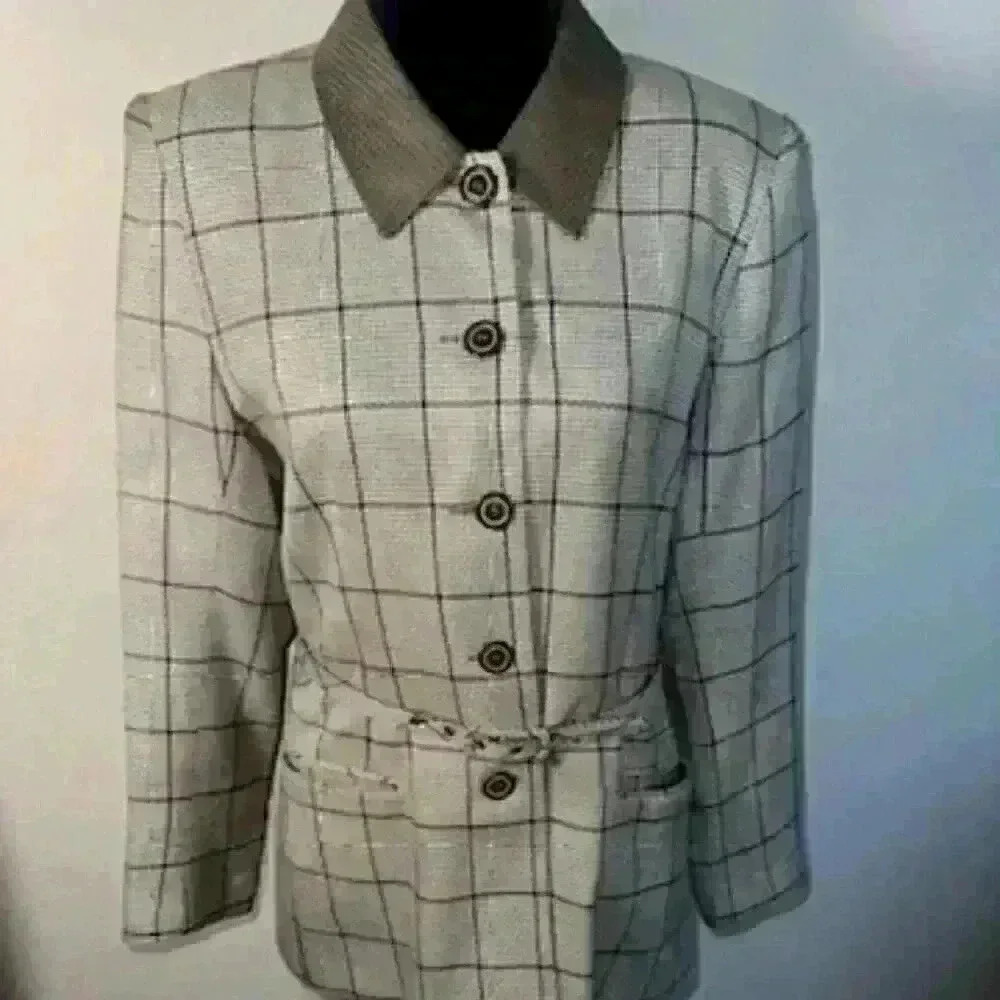 Vintage‎ Casual Corner Blazer Jacket Button with Belt Stretch Womens USA
